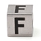 Tarnish Resistant 201 Stainless Steel European Beads, Large Hole Beads, Cube with English Letter, Stainless Steel Color, Letter F, 7x7x7mm, Hole: 5mm