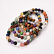 Natural & Synthetic Mixed Stone Beaded Stretch Bracelets, Mixed Stone, Round, Mixed Color, 2-1/8 inch(55mm), Bead: 8~9mm