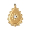 Ion Plating(IP) 304 Stainless Steel Rhinestone Pendants, Real 18K Gold Plated, Teardrop Charm, Crystal, 19x12.5x2.5mm, Hole: 1.2mm