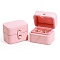 4-Slot PU Leather Ring Organizer Storage Boxes, with Velvet Inside, Rectangle, Pearl Pink, 7x5x5.5cm