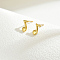 Real 18K Gold Plated Elegant Vintage Casual Fashion Stainless Steel Musical Note Stud Earrings for Women