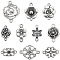 SUNNYCLUE 100Pcs 10 Styles Tibetan Style Alloy Connector Charms, Flower Links, Antique Silver, 12~26x8~21x1~3.5mm, Hole: 1.5~2mm, 10pcs/style