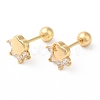 Paw Print Bow Brass Micro Pave Clear Cubic Zirconia Ear Plug Gauges EJEW-L289-03G-02-1