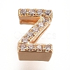 Golden Plated Brass Micro Pave Cubic Zirconia Slide Charms ZIRC-L075-61Z-G-1