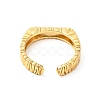 Brass Grooved Rectangle Signet Open Cuff Ring for Women RJEW-G263-06G-2