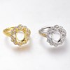 Adjustable Brass Micro Pave Clear Cubic Zirconia Finger Ring Components ZIRC-I049-15-1
