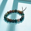 Natural Indian Agate Round Beads Stretch Bracelet BJEW-JB07235-03-2