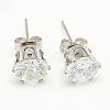 Romantic Valentines Gifts for Him Cubic Zirconia Stud Earrings X-EJEW-G054-3x18mm-1P-2
