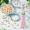 Kissitty 250Pcs 5 Styles Printed Natural Schima Wood Beads WOOD-KS0001-22-7