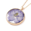 Dry Pressed Real Flower Resin Pendant Necklace NJEW-G088-01KCG-01-1