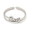 Non-Tarnish 304 Stainless Steel Word Love Open Cuff Ring for Women RJEW-A043-17P-2