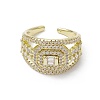 Rack Plating Brass Micro Pave Cubic Zirconia Open Cuff Rings RJEW-K257-31G-2