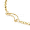 Vacuum Plating 304 Stainless Steel Crescent Moon Link Anklet with Cable Chains for Women STAS-E001-17G-3