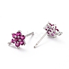 Brass Micro Pave Cubic Zirconia Stud Earrings Findings ZIRC-C027-14P-RS-3