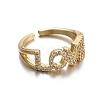 Adjustable Brass Micro Pave Cubic Zirconia Cuff Rings RJEW-G102-04G-2