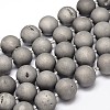 Round Electroplated Natural Druzy Geode Quartz Crystal Beads Strands G-A143B-16mm-04-1
