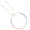 Glass Seed Beaded Slider Bracelet for Women BJEW-BB727272780-1