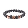 Natural Lava Rock Round Beads Essential Oil Anxiety Aromatherapy Bracelets X1-BJEW-JB06921-2