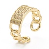 Brass Micro Pave Clear Cubic Zirconia Cuff Rings X-ZIRC-M117-04G-3