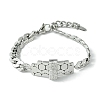 Cubic Zirconia Rectangle Link Bracelet with 304 Stainless Steel Chains BJEW-Q775-01P-2