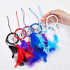 SUPERFINDINGS 6Pcs 6 Colors Woven Net/Web with Feather Pendant Decoration HJEW-FH0001-33-3