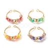 Electroplate Faceted Glass Beads Cuff Rings for Teen Girl Women RJEW-TA00013-1