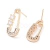 Safety Pins Shape Brass Stud Earrings EJEW-F332-04G-2