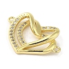 Rack Plating Brass Micro Pave  Clear Cubic Zirconia Double Heart Connector Charms KK-C052-41B-G-2