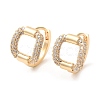 Square Cubic Zirconia Hoop Earrings EJEW-P292-09G-1