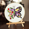 Butterfly & Flower Pattern DIY Embroidery Kits DARK-PW0001-154A-01-1