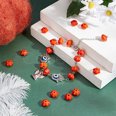 SUNNYCLUE DIY Pumpkin Bead Stretch Bracelets Making Kits DIY-SC0014-66-1