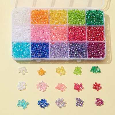 4200Pcs 15 Colors Bicone AB Color Plated Eco-Friendly Transparent Acrylic Beads TACR-FS0001-25-1