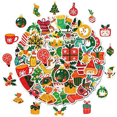 50Pcs Christmas Theme Cartoon Paper Stickers DIY-P085-12-1