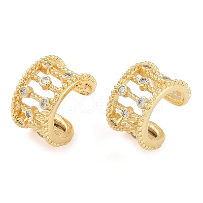 Brass Micro Pave Clear Cubic Zirconia Cuff Earring for Women EJEW-S225-19G-01-1