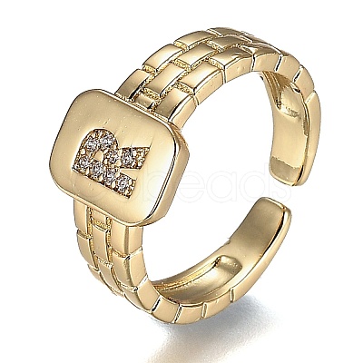 Brass Micro Pave Clear Cubic Zirconia Cuff Rings RJEW-H538-02G-R-1