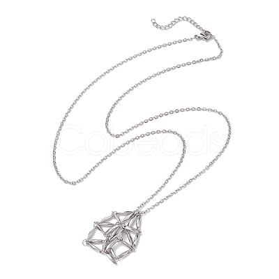 Crystal Stone Cage Pendant Necklaces NJEW-JN04757-03-1