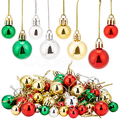 AHADERMAKER 80Pcs 8 Style Christmas Ball Plastic Hanging Ornament AJEW-GA0006-02-1