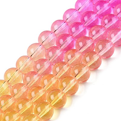 Baking Painted Transparent Glass Beads DGLA-M001-8mm-05-1