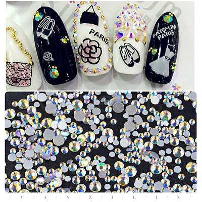 Glass AB Colour Flat Back Rhinestone Nail Art Decoration Accessories MRMJ-P002-12-A-1