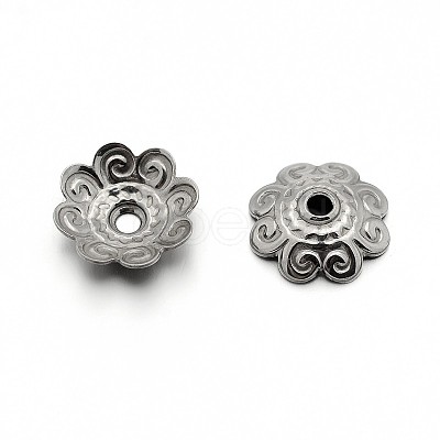 Tarnish Resistant 304 Stainless Steel Flower Bead Caps X-STAS-E083-04P-1