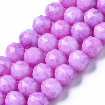 Opaque Baking Painted Glass Beads Strands EGLA-N006-004-1