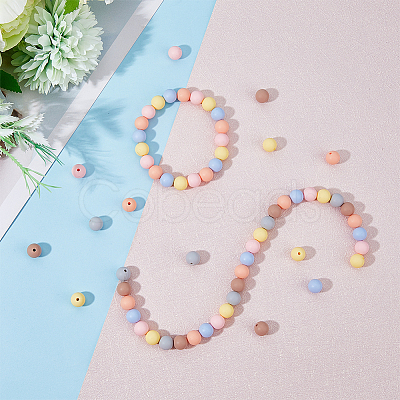 HOBBIESAY 120Pcs 6 Colors Food Grade Eco-Friendly Silicone Beads SIL-HY0001-15-1