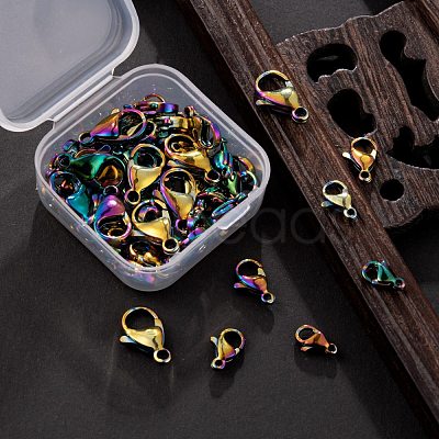 60Pcs 4 Style Ion Plating(IP) 304 Stainless Steel Lobster Claw Clasps STAS-LS0001-46MC-1