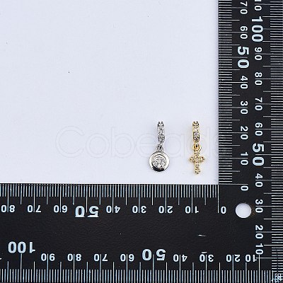 8Pcs 4 Styles Brass Micro Pave Clear Cubic Zirconia European Dangle Charms ZIRC-SZ0004-30-1