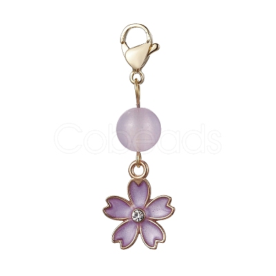 Alloy Enamel Flower Pendant Decorations HJEW-JM01599-1