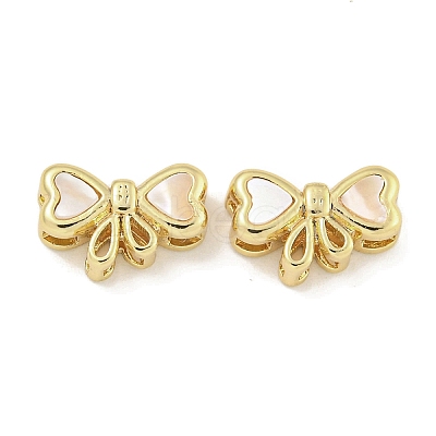 Brass Pave Shell Bowknot Multi-Strand Links KK-Q820-18G-1