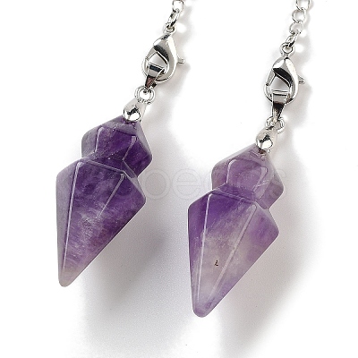 Natural Amethyst Pointed Dowsing Pendulums G-K338-12P-05-1