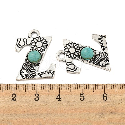 Synthetic Turquoise & Alloy Pendants PALLOY-H146-01AS-Z-1