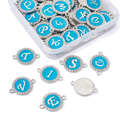 26 Letters Alloy Enamel Links Connectors ENAM-TA0002-19B-1