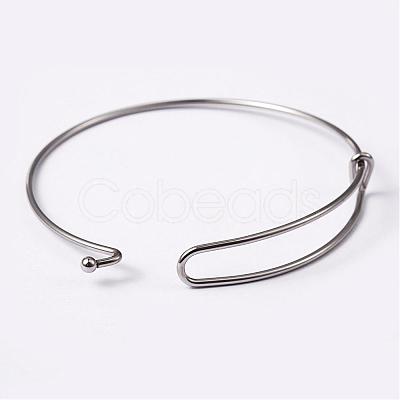 Tarnish Resistant Adjustable 304 Stainless Steel Expandable Bangle Making BJEW-L604-09P-1